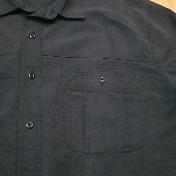 Mens black long sleeve button up shirt with collar and pockets XL - Picture 6 of 10